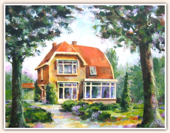 Huis in Zwolle, opdracht voor particulier, 2005, afm. 60 x80 cm